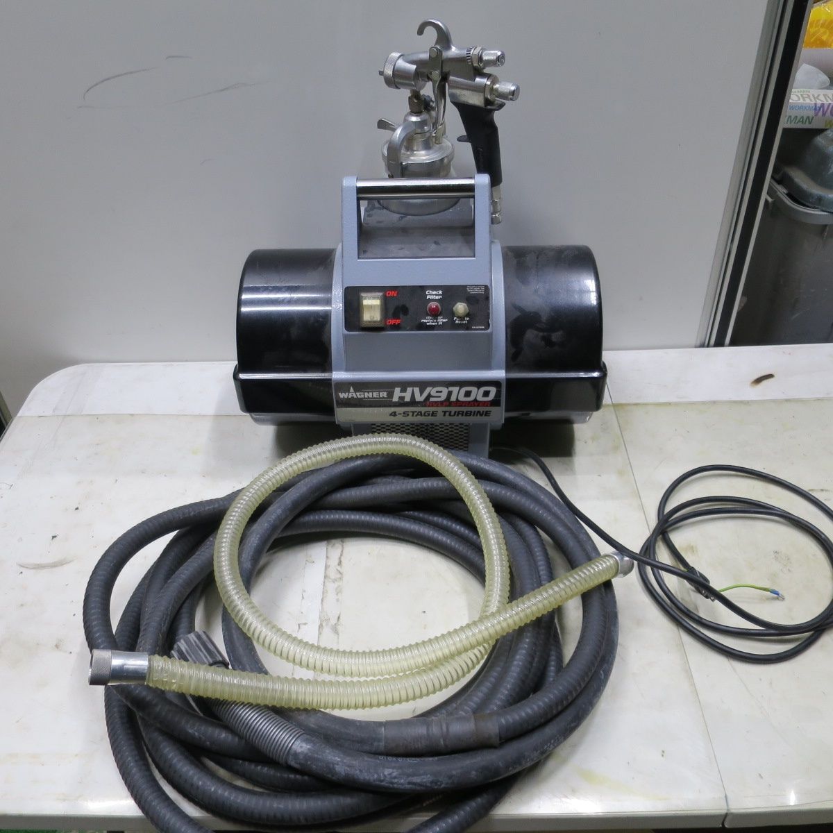 ホース付き WAGNER ワグナー 温風 低圧 塗装機 HV9100 タービン ユニット キャップ スプレー ガン