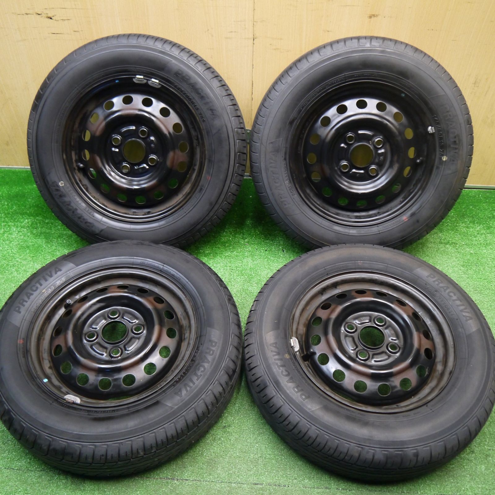 4本価格 24年 145 80 R 13 プラクティバ ヨコハマ スチール ホイール 13インチ PCD 100 4 H ノ
