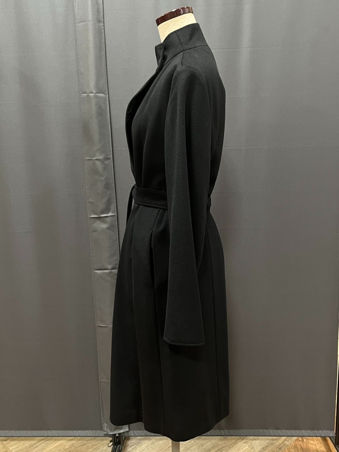 EL6】MaxMara マックスマーラ ロングコート 黒 紺タグ ベルト付き