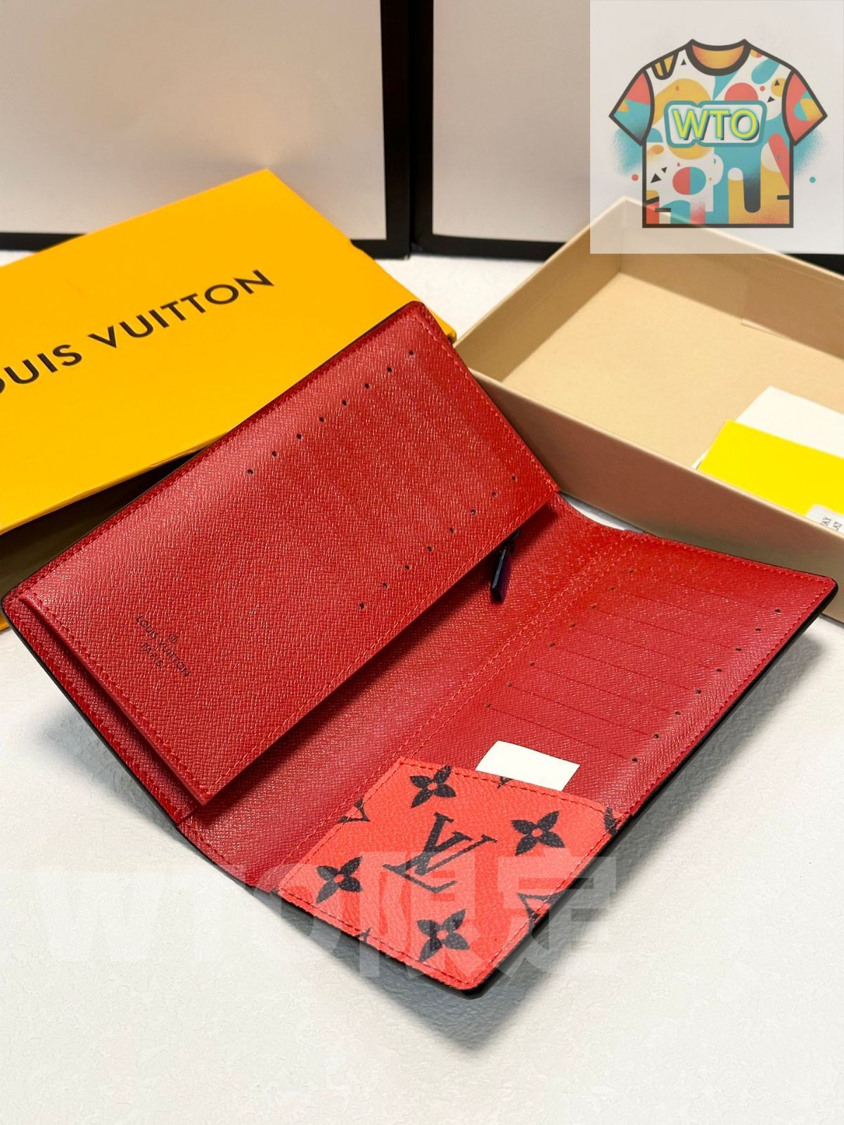 老花と赤色の長財布 全国