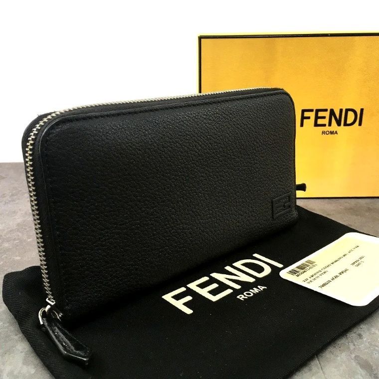 FENDI ジップウォレット ブラック レザー 7M0210 メンズ レディース 長財布 77