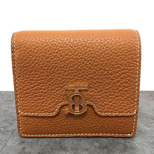 401 み BURBERRY コンパクトウォレット TB ブラウン ギフトにも
