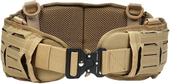 J-HARK サバゲー タクティカルベルト MOLLE対応 モールシステム パッド入り メタルバックル ファーストライン 装備 アウトドア ミリタリー (ベージュ,  Free Size)