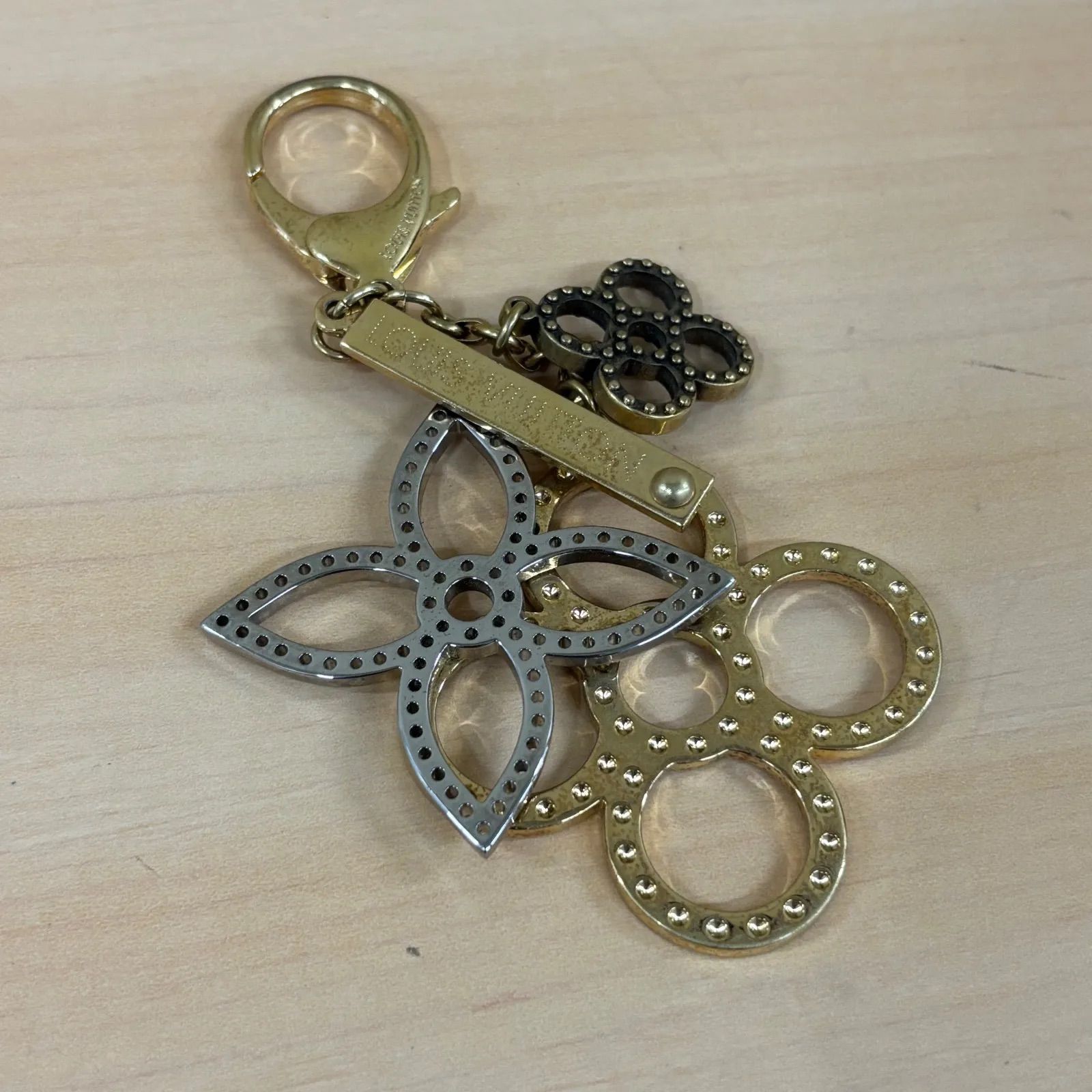 LOUIS VUITTON ルイ ヴィトン キーホルダー キーリング ゴールド シルバー ビジュー サック タバージュ M66350 OB0172