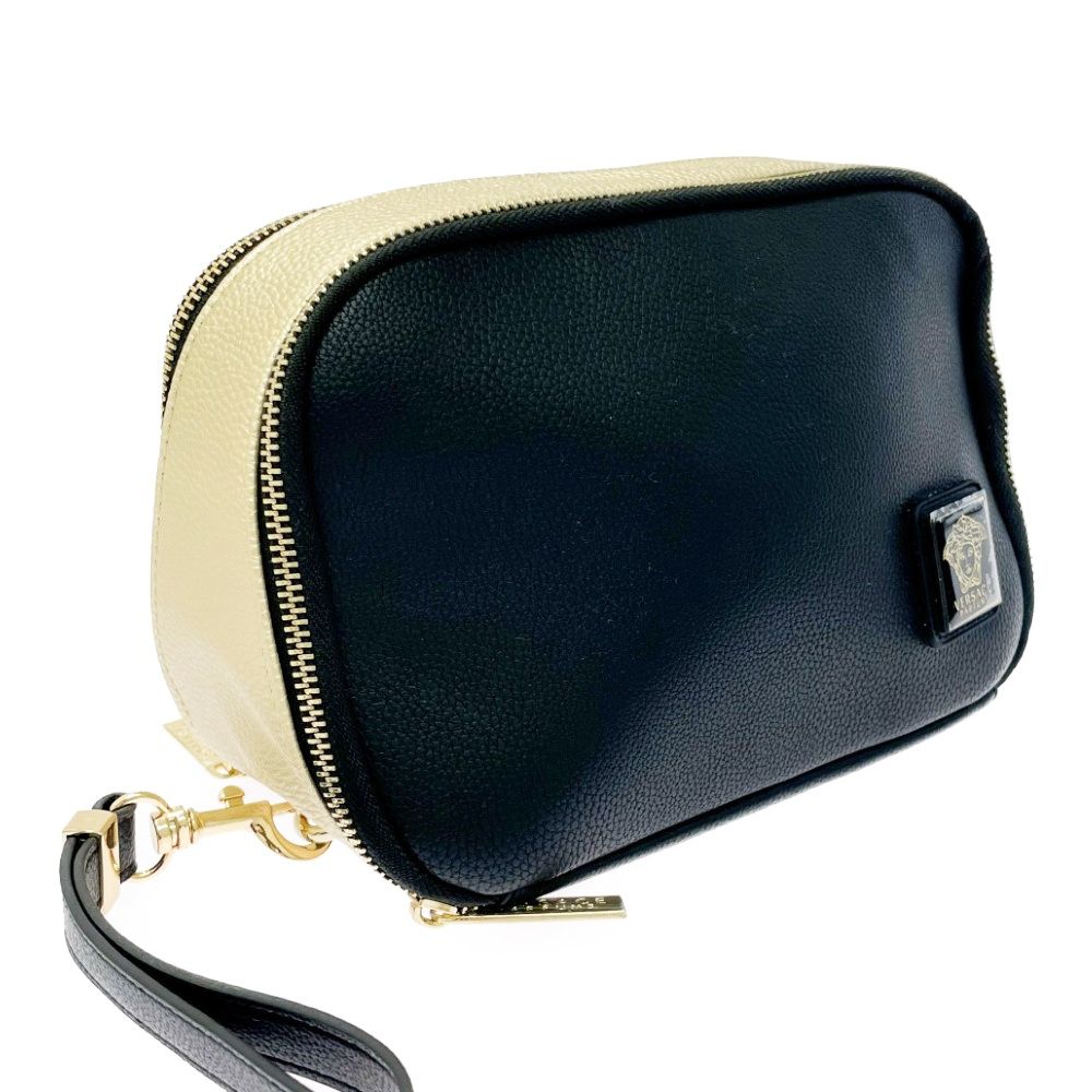 歓迎 VERSACE ヴェルサーチ レザー ポーチ ブラック ゴールド 495549 ポーチ 【人気おしゃれ】