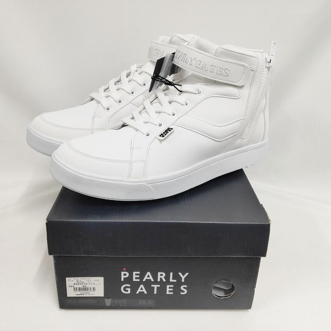 新品 未使用 パーリーゲイツ ミドルカット ゴルフシューズ ホワイト