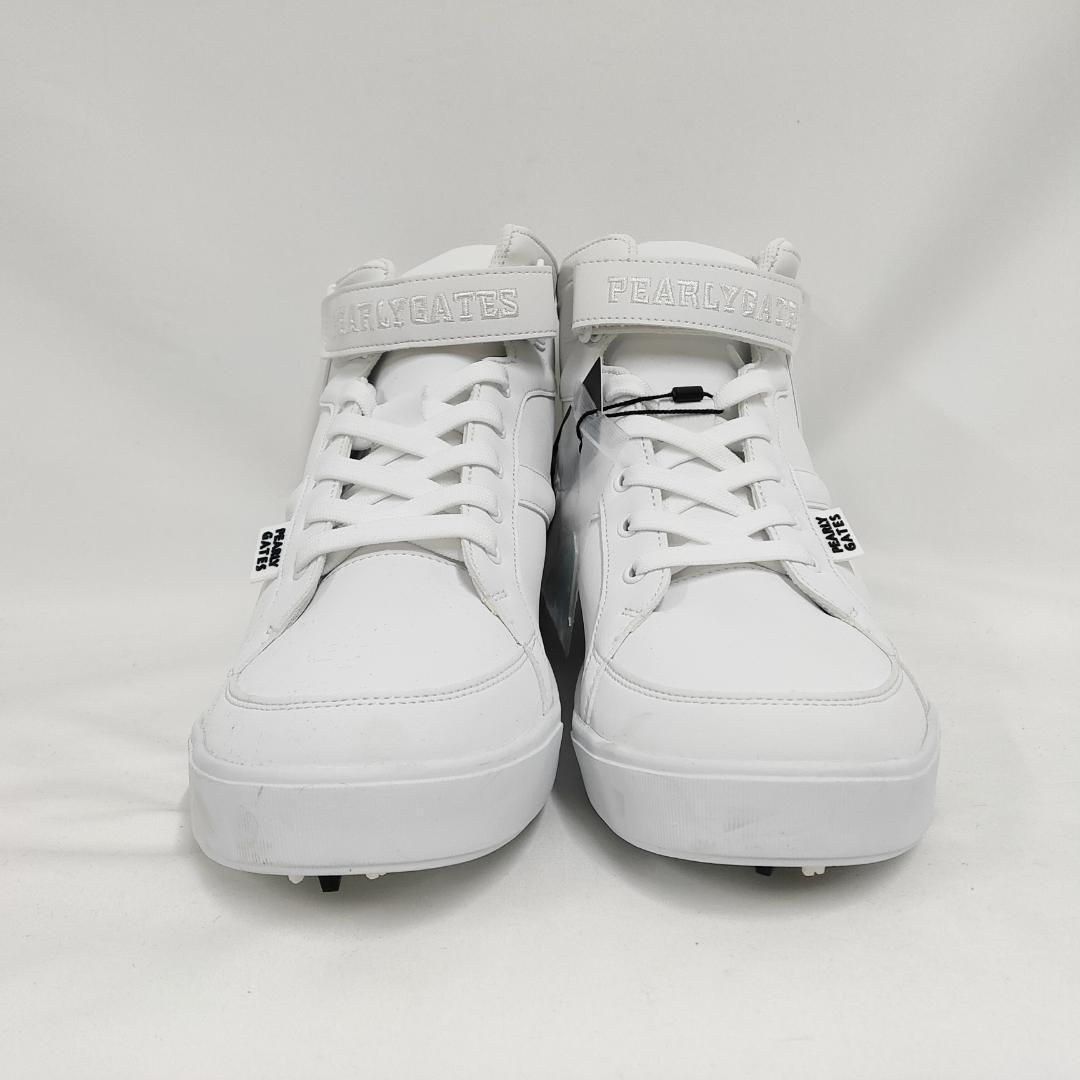 ✨美品✨パーリーゲイツ スパイク ゴルフ ホワイト 24.5 ミドル ハイカット 新品 未使用 パーリーゲイツ ミドルカット ゴルフシューズ ホワイト