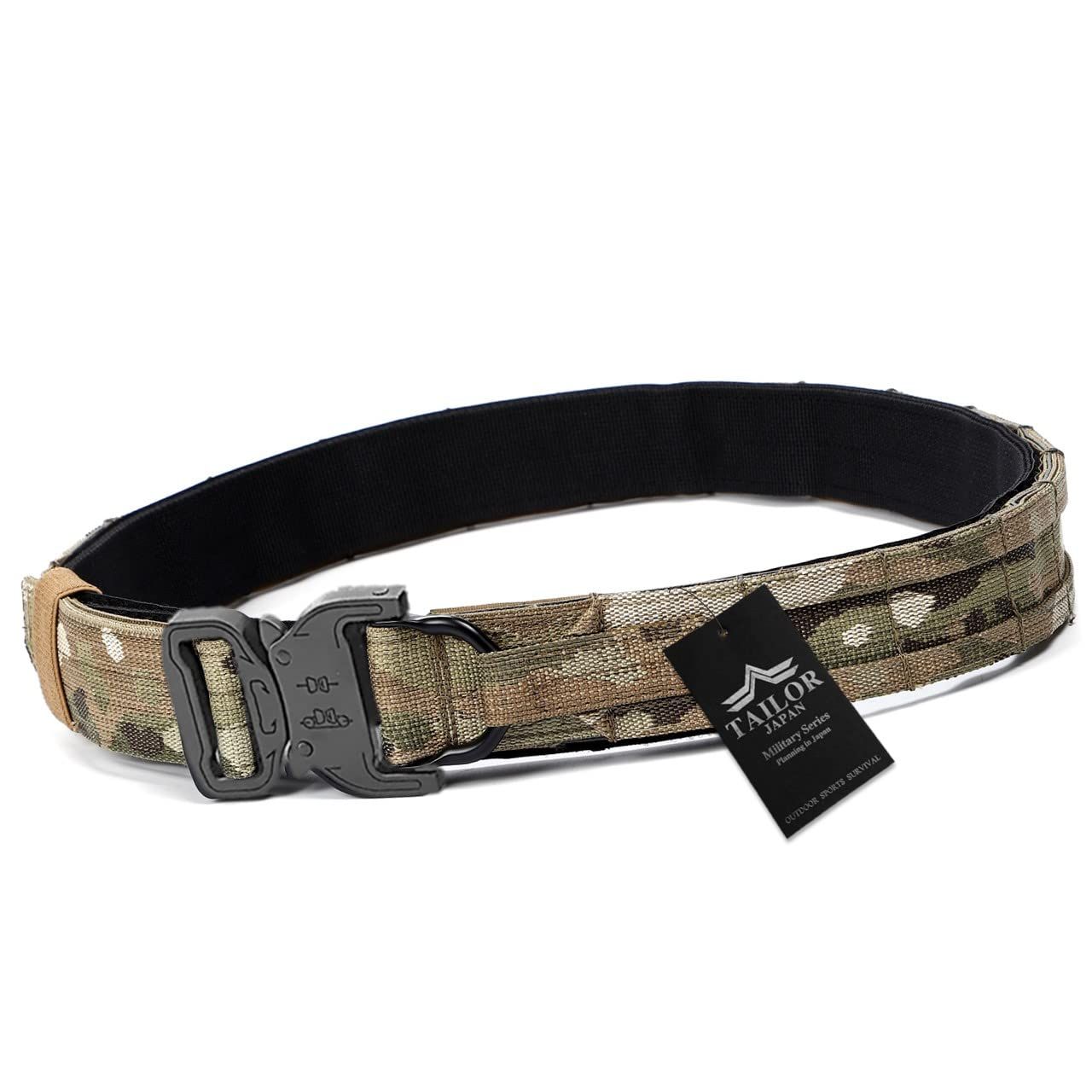 TAILOR JAPAN デューティーベルト サバゲーベルト タクティカルベルト インナーベルト付き ガンベルト モールベルト コブラバックル 実物素材 迷彩 マルチカム M