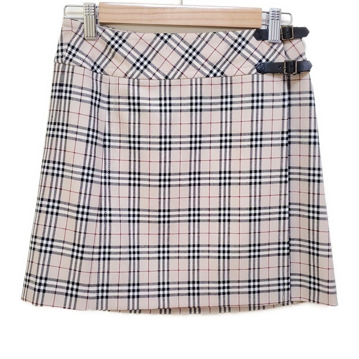 Burberry Blue Label バーバリーブルーレーベル 巻きスカート サイズ36 S レディース ベージュ 黒 マルチ ミニ チェック柄