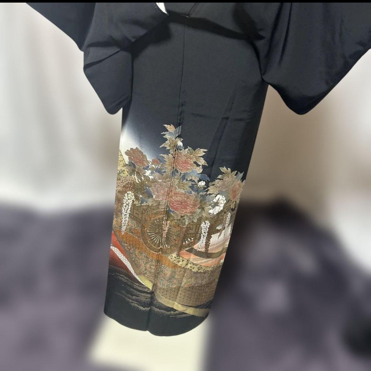 未使用近い 美品 袷 正絹 作家 金箔 黒留袖 フルセット 西陣唐織最高級