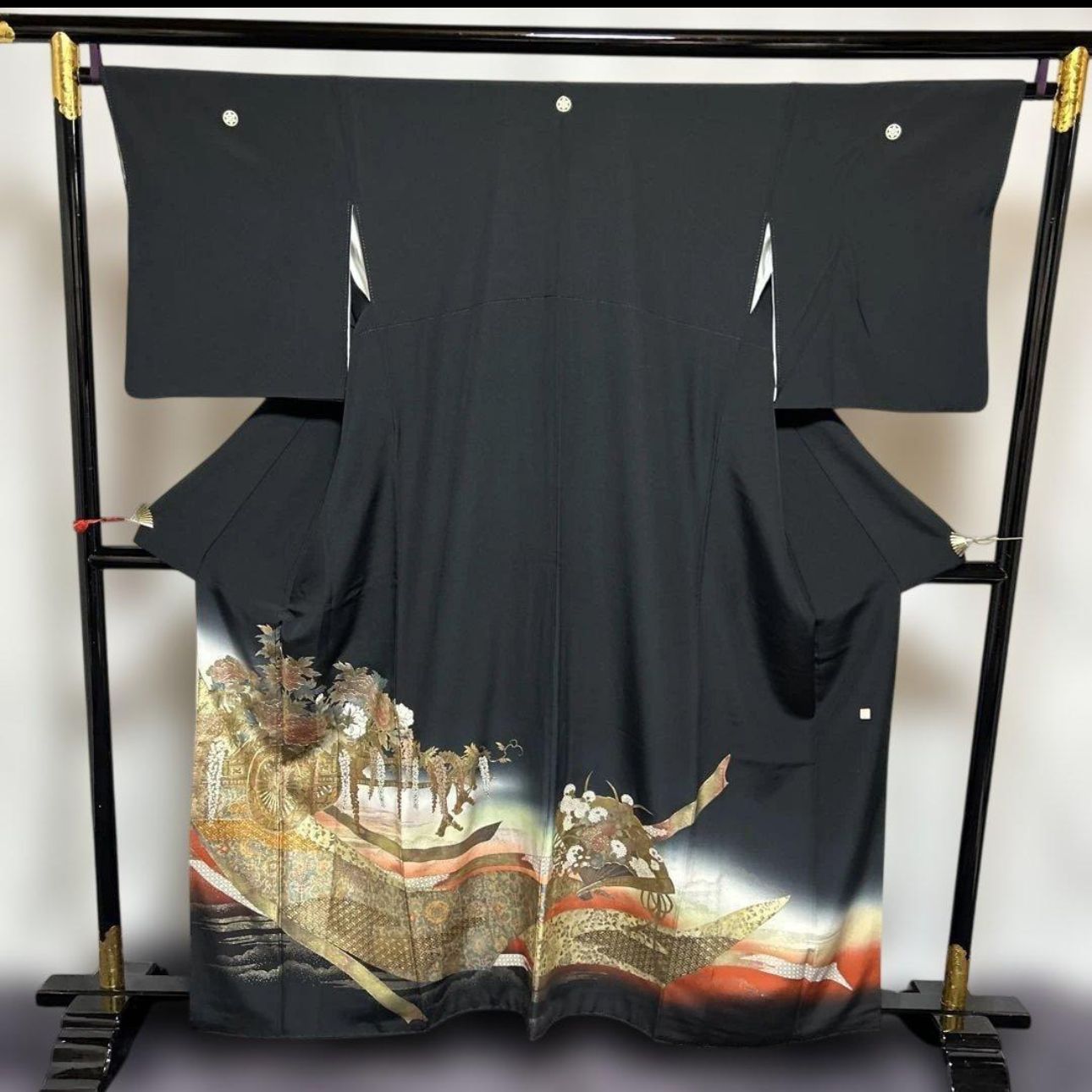 未使用近い 美品 袷 正絹 作家 金箔 黒留袖 フルセット 西陣唐織最高級