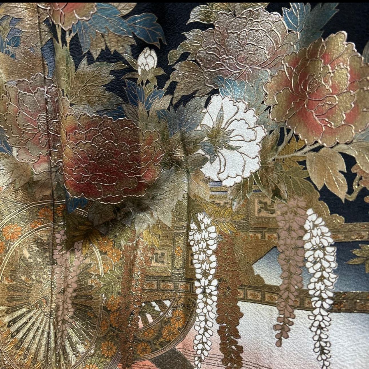 未使用近い 美品 袷 正絹 作家 金箔 黒留袖 フルセット 西陣唐織最高級