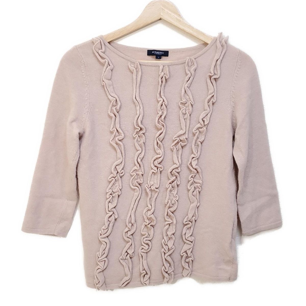 Burberry LONDON バーバリーロンドン 七分袖セーター サイズ2 M レディース - ベージュ クルーネック フリル