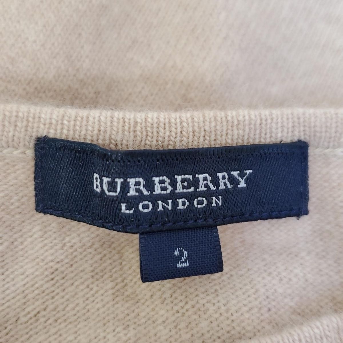  Burberry LONDON バーバリーロンドン 七分袖セーター サイズ2 M レディース - ベージュ クルーネック フリル 五分袖 七分袖 ニット セーター