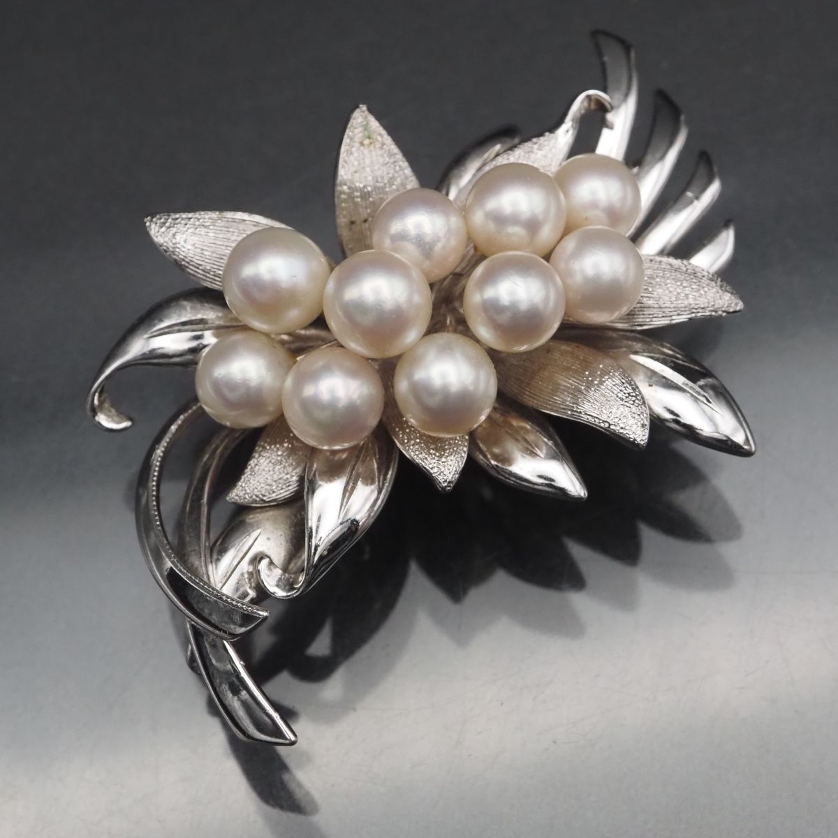 H966 淡水真珠 パール SILVER刻印 2way ブローチ 帯留め デザイン シルバー コサージュ 和装小物 6月誕生石