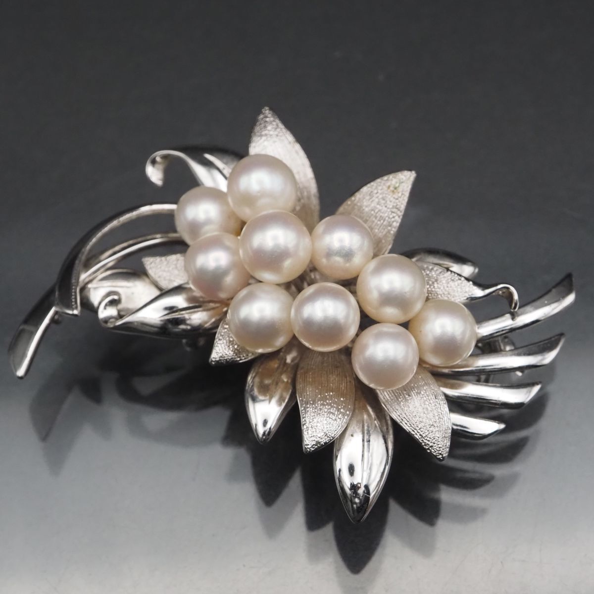 H 966 淡水真珠 パール SILVER刻印 2 way ブローチ 帯留め デザイン シルバー コサージュ 和装小物 誕生石
