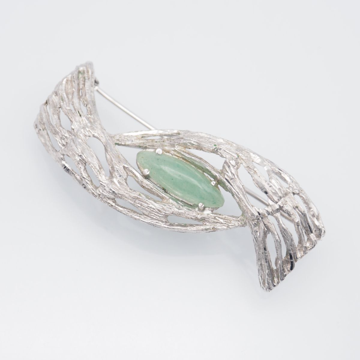H971 グリーンアベンチュリン 800刻印 ブローチ デザイン シルバー