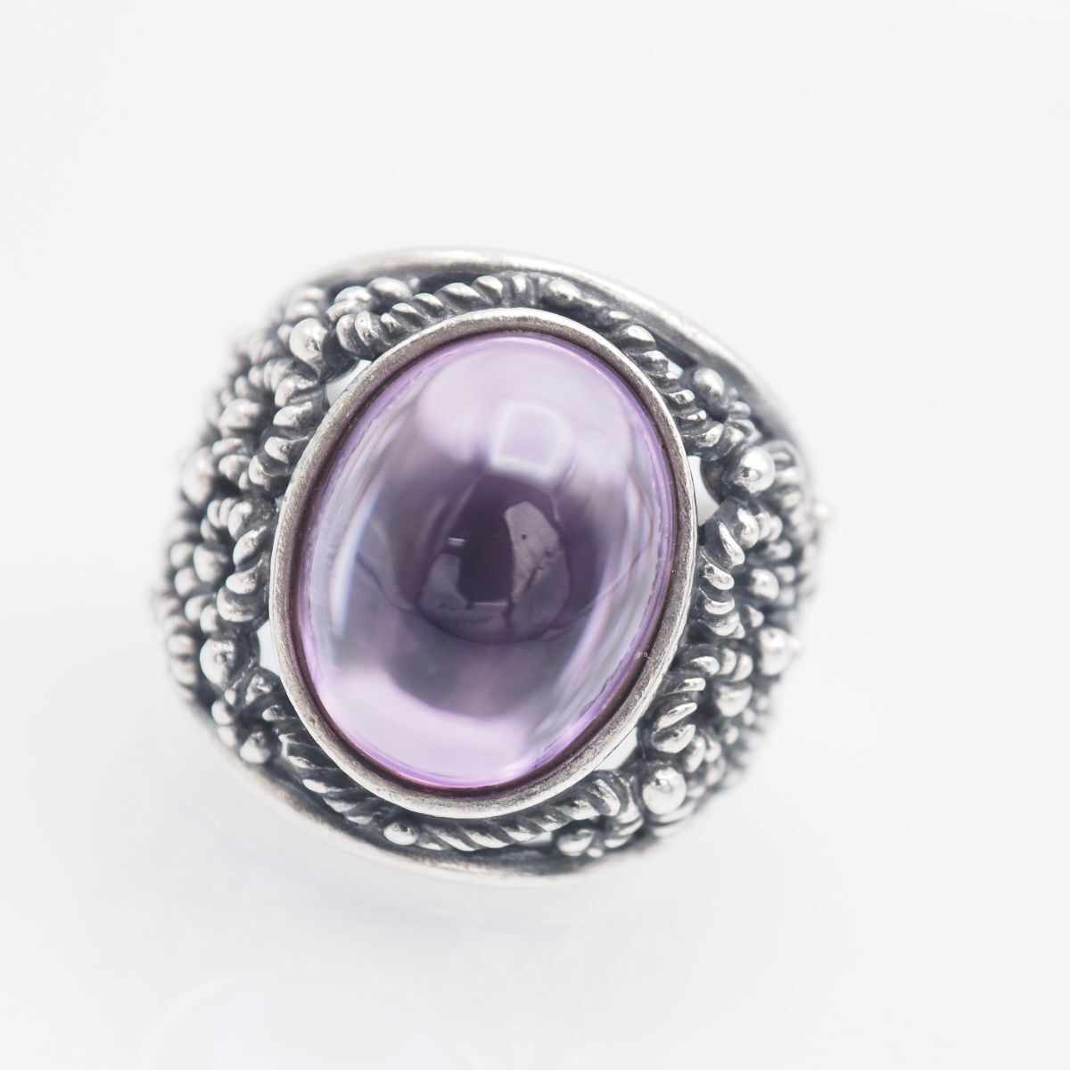 H657 Jean Paul GAULTIER ジャンポールゴルチエ SV925刻印 リング アメジスト 透かし彫り デザイン シルバー 指輪 2月誕生石 15号