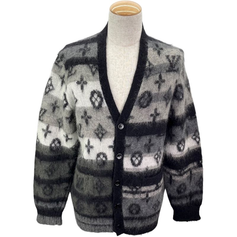 ルイ ヴィトン LOUIS VUITTON モノグラム総柄モヘアニットカーディガン HQN46W ブラック モヘア メンズ カーディガン