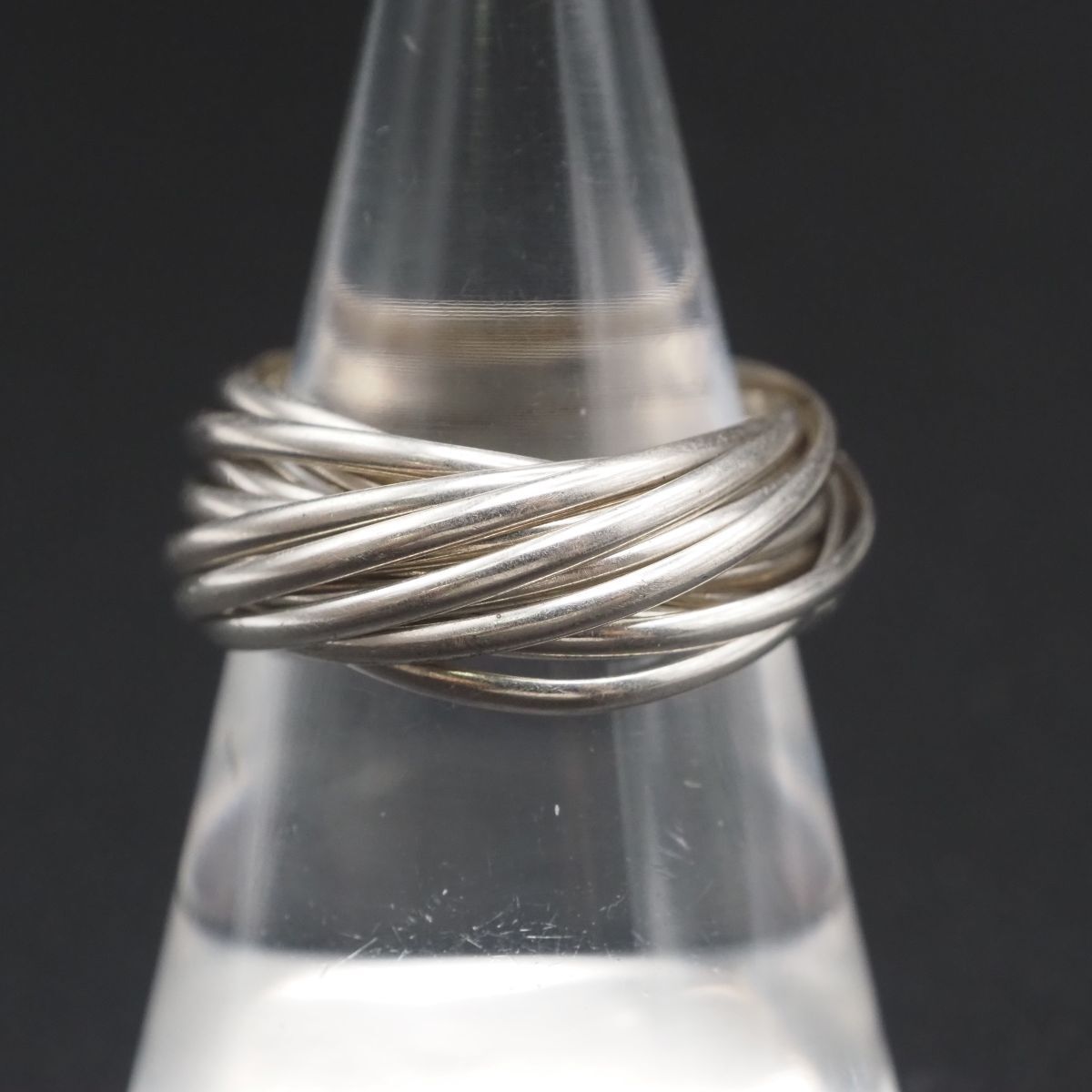 H778 ヴィンテージ SILVER925刻印 リング 15連 トリニティ デザイン