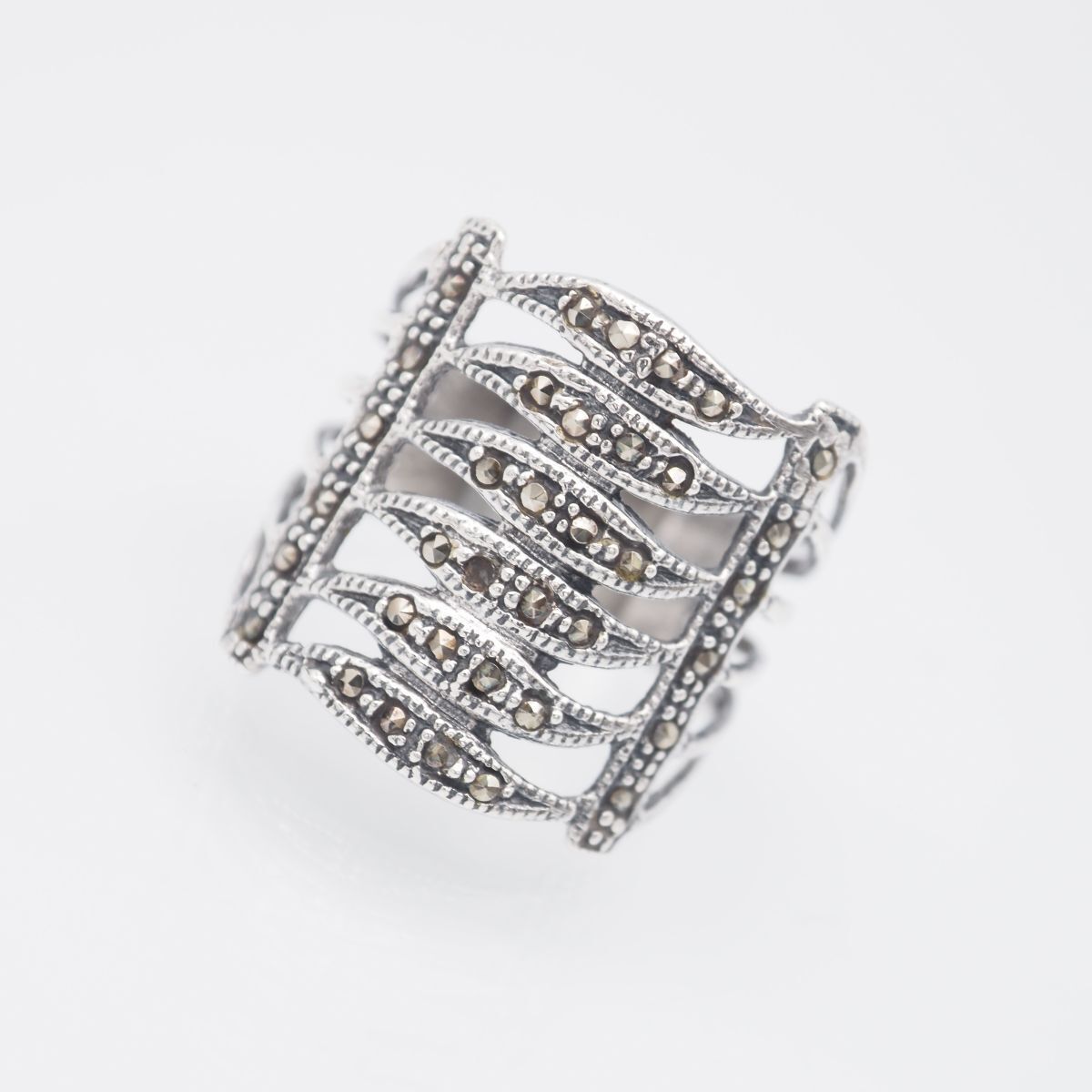 H733 マーカサイト マルカジット 925刻印 リング 透かし彫り デザイン