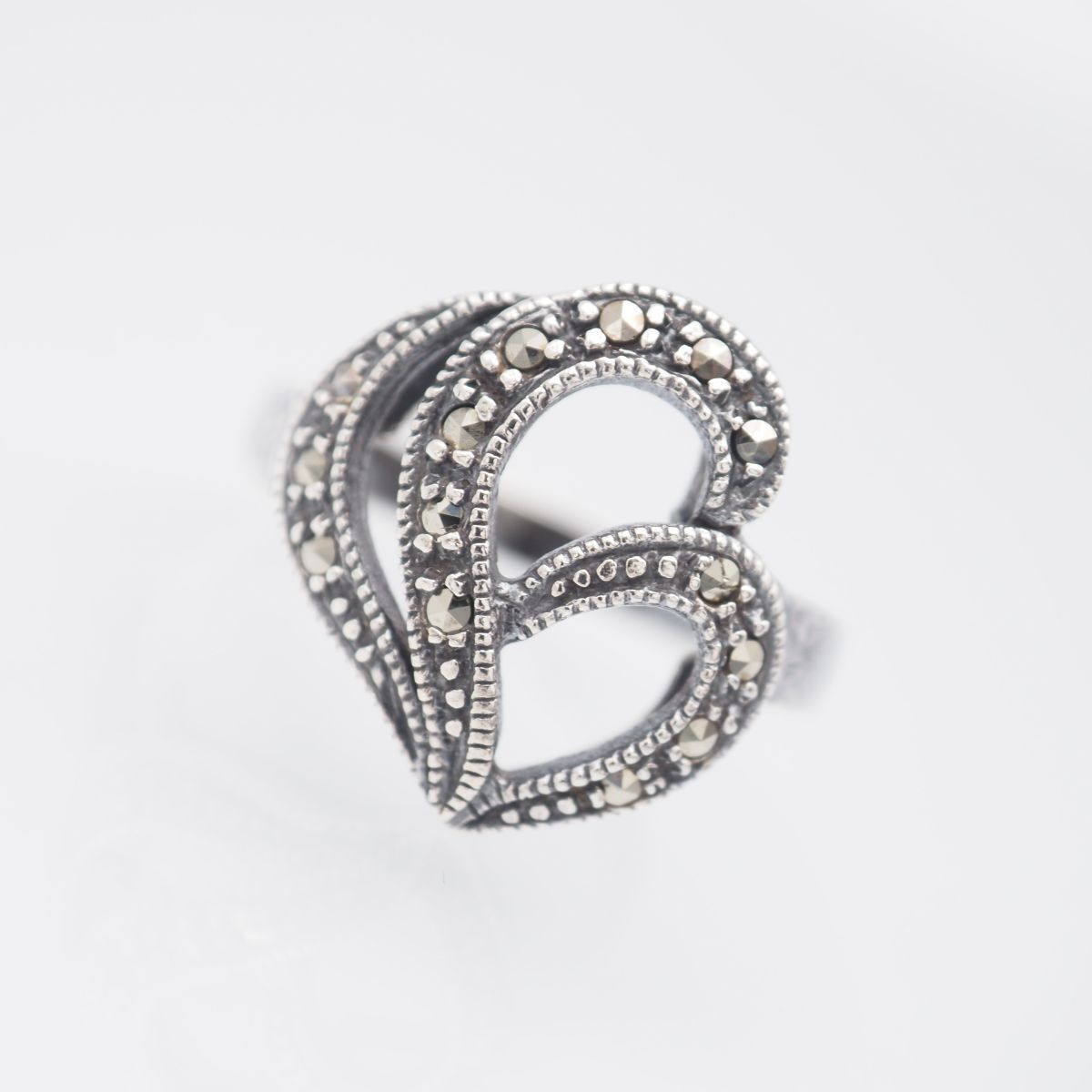 H718 マーカサイト マルカジット SILVER925刻印 リング 透かし彫り