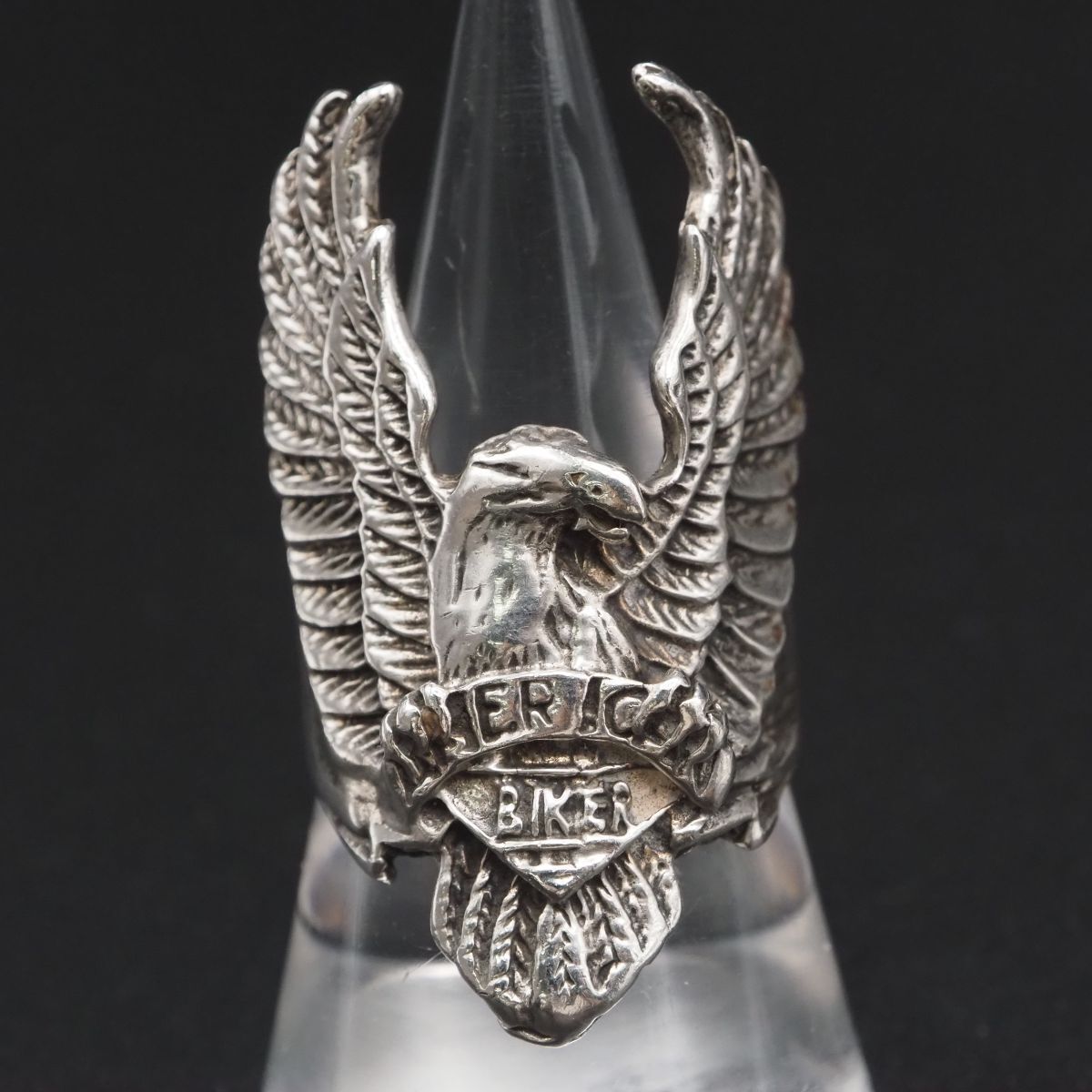 H 723 ヴィンテージ アメリカ G-S 925刻印 リング 大ぶり 鷲 ワシ イーグル バイカーリング デザイン シルバー 指輪 18号