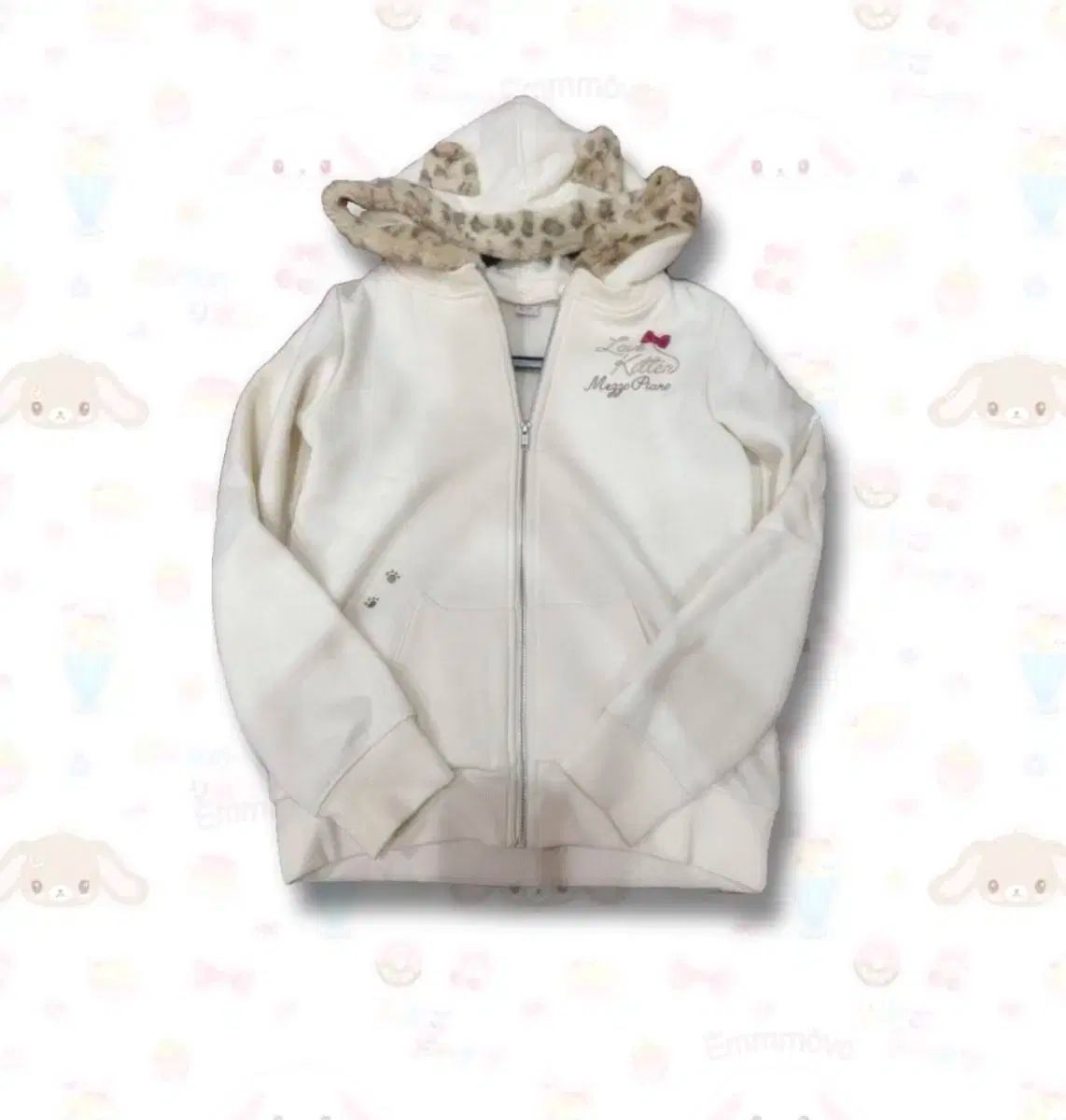 メゾピアノ 猫ミミ レオパード ファー フードジップアップ 姉ギャルラテギャルstラジェラートピケ