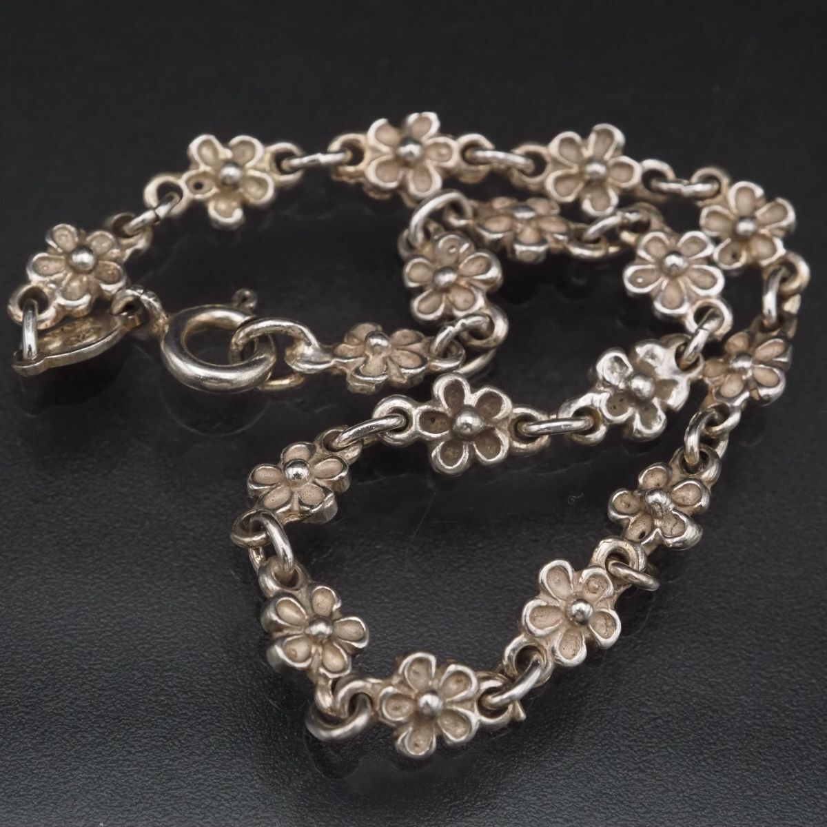 H580 ヴィンテージ 925 ITALY刻印 ブレスレット フラワー デザイン
