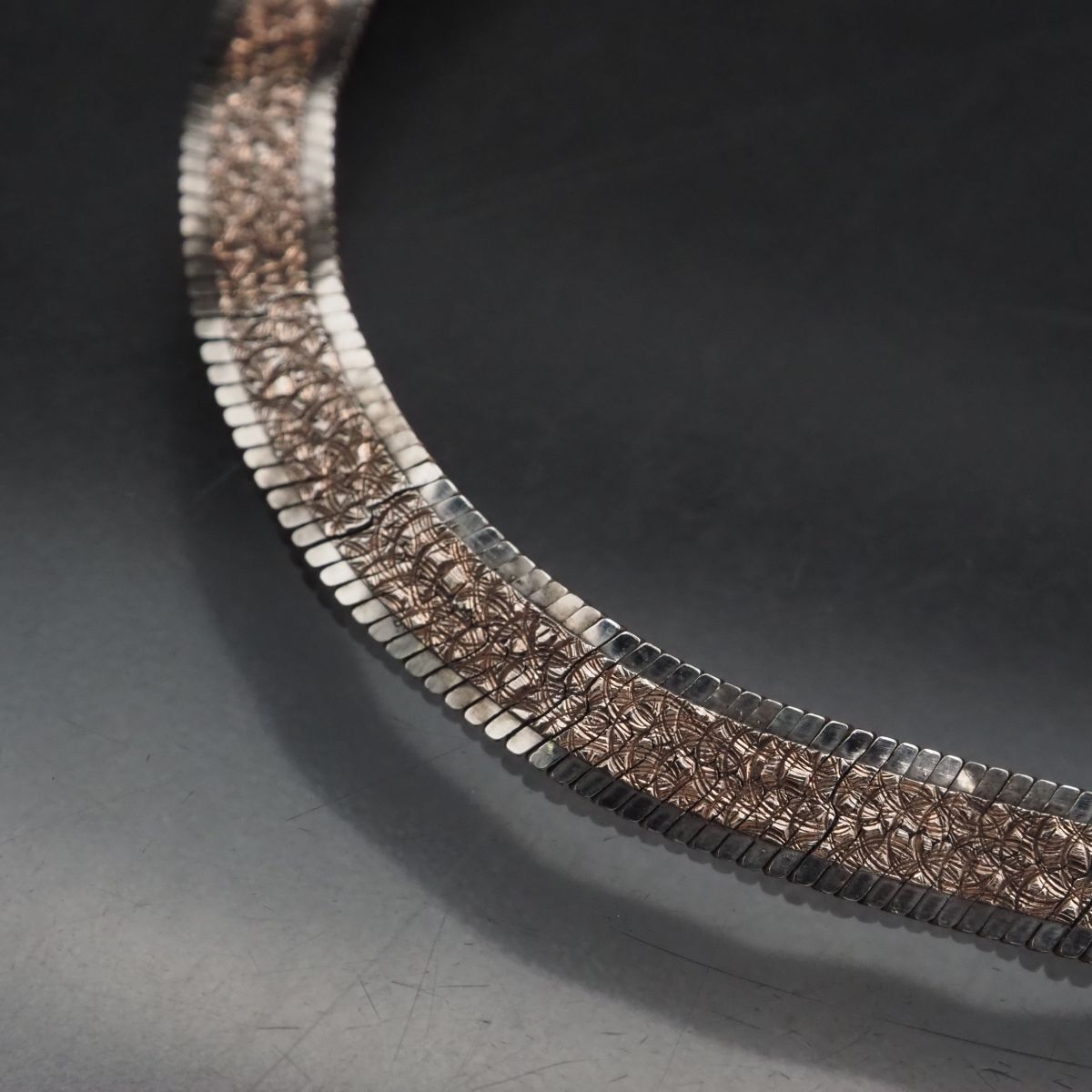 イタリア製 925 ヴィンテージ ヘリンボーンチェーン デザインブレスレット H565 ヴィンテージ 925 ITALY刻印 ブレスレット ヘリンボーンチェーン