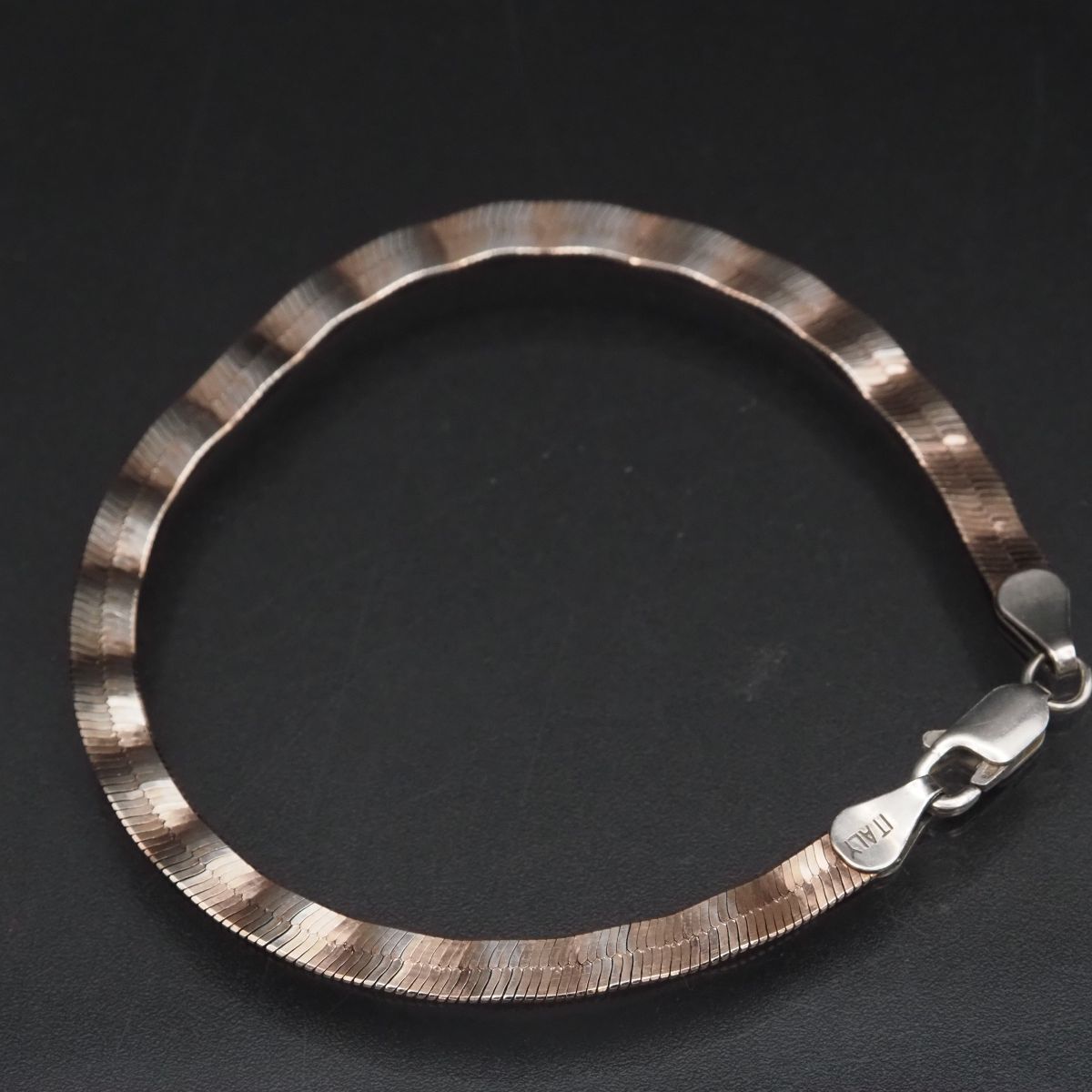 H565 ヴィンテージ 925 ITALY刻印 ブレスレット ヘリンボーンチェーン