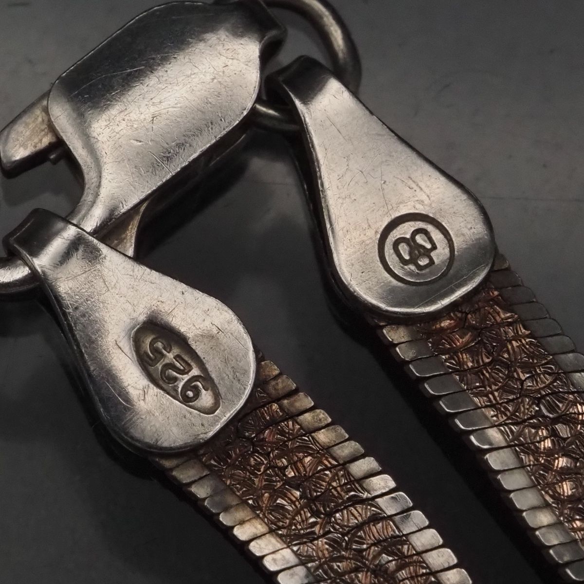 H565 ヴィンテージ 925 ITALY刻印 ブレスレット ヘリンボーンチェーン