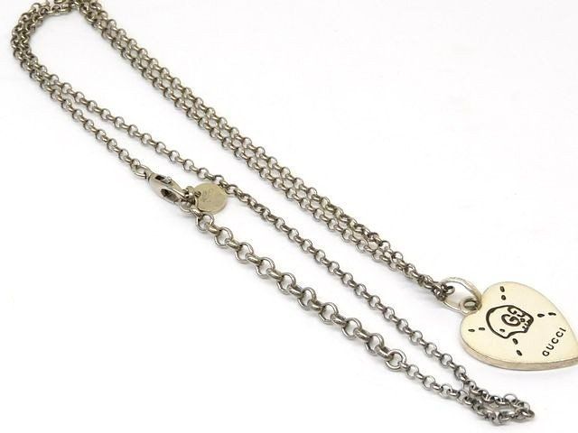 グッチ □ ゴーストハート ネックレス シルバー 925 9.4g スカル