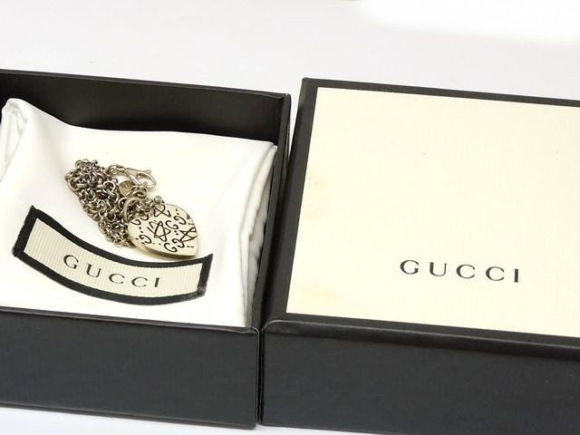 グッチ □ ゴーストハート ネックレス シルバー 925 9.4g スカル