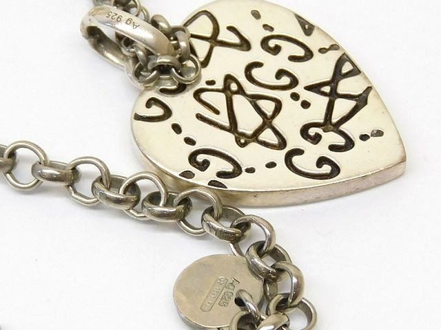 グッチ □ ゴーストハート ネックレス シルバー 925 9.4g スカル