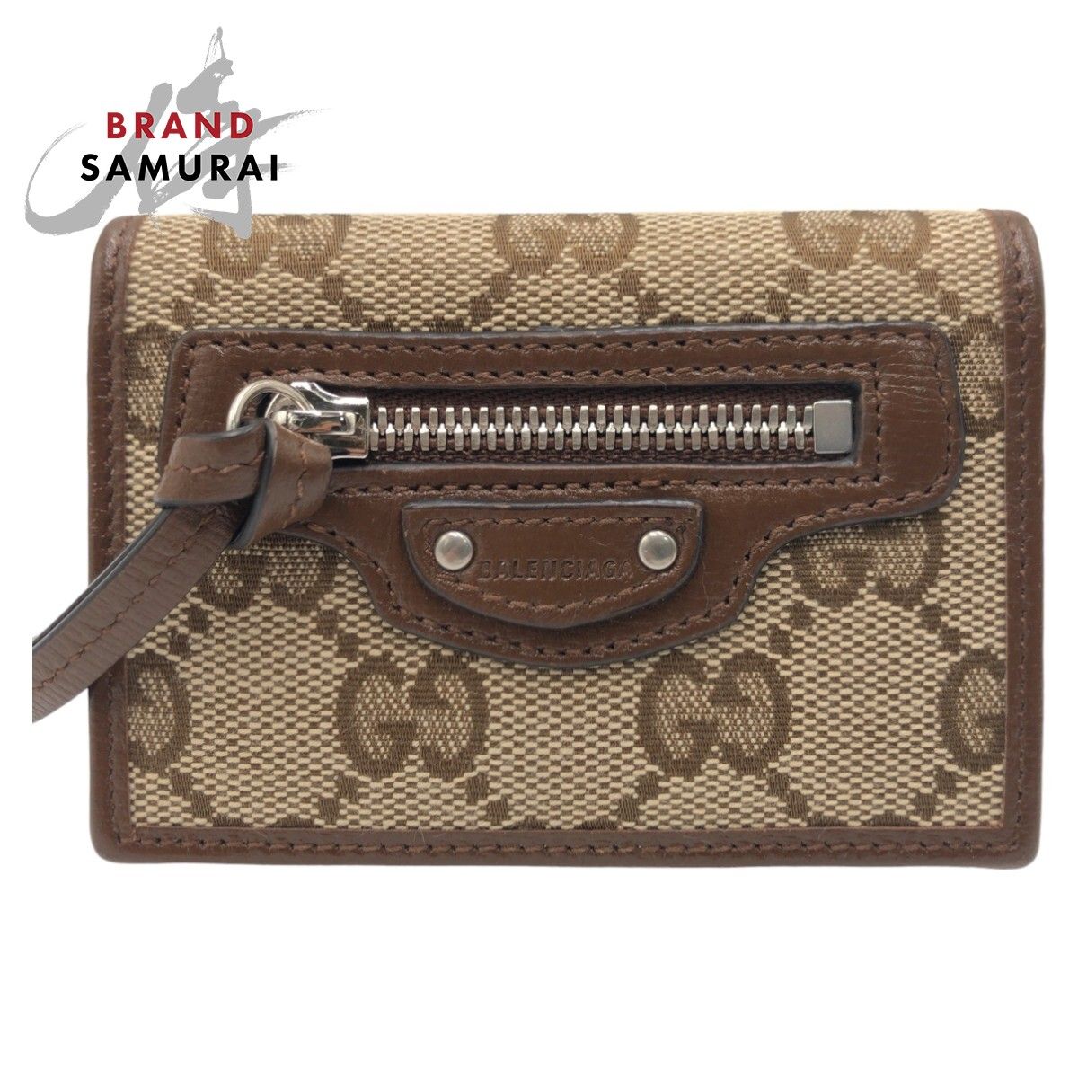 GUCCI グッチ バレンシアガ コラボ ザ ハッカープロジェクト ブラウン GGキャンバス 折財布 コンパクトウォレット レディース 506016