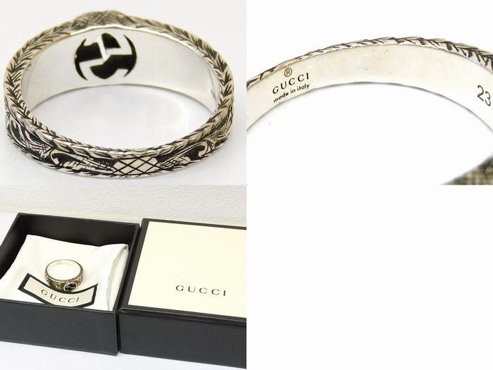 【極美品✨】GUCCI グッチ アラベスク シルバーリング 22号 箱付き グッチ □ 22号(23) アラベスク リング インターロッキング シルバー