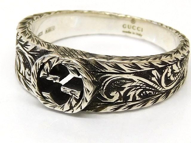 【極美品✨】GUCCI グッチ アラベスク シルバーリング 22号 箱付き グッチ □ 22号(23) アラベスク リング インターロッキング シルバー