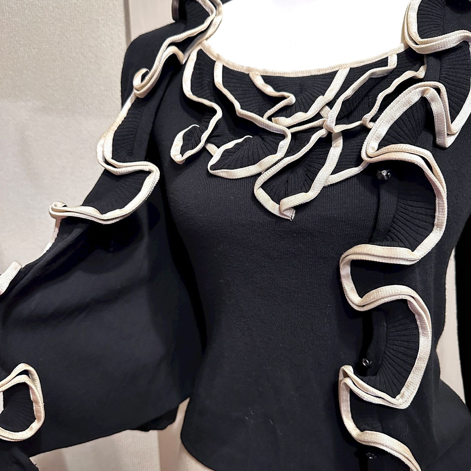 FRANCO FERRARO セットアップ 半袖トップス カーディガン 黒×白 サイズ2 ak635