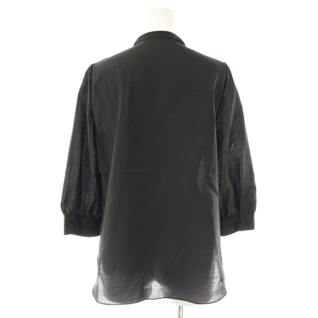 トゥービーシック TO BE CHIC 24SS ブライトクロス タックフリルブラウス 七分袖 38 黒 ブラック AT OS