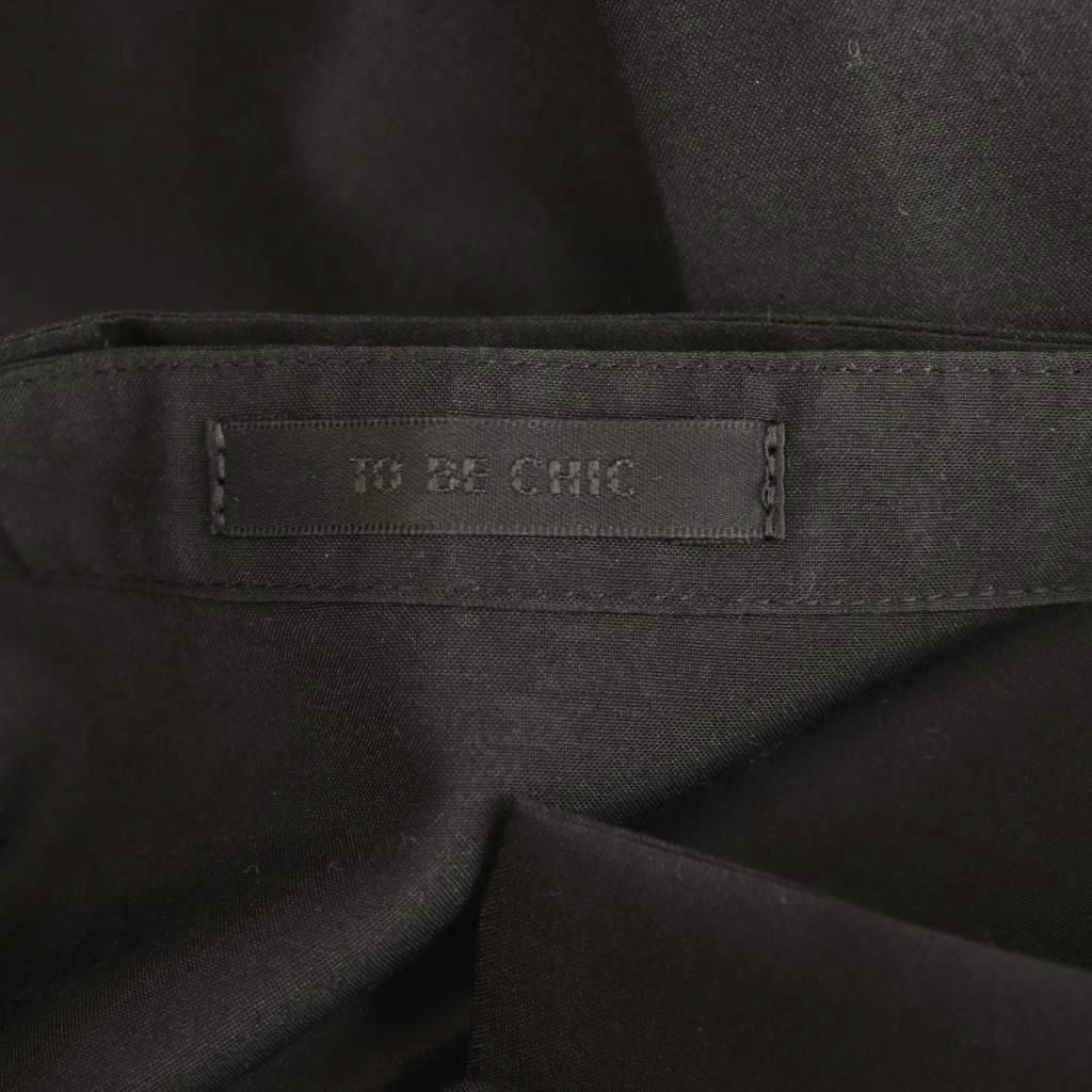 幼さのある トゥービーシック TO BE CHIC 24SS ブライトクロス タックフリルブラウス 七分袖 38 黒 ブラック AT OS 【最短翌日配送】