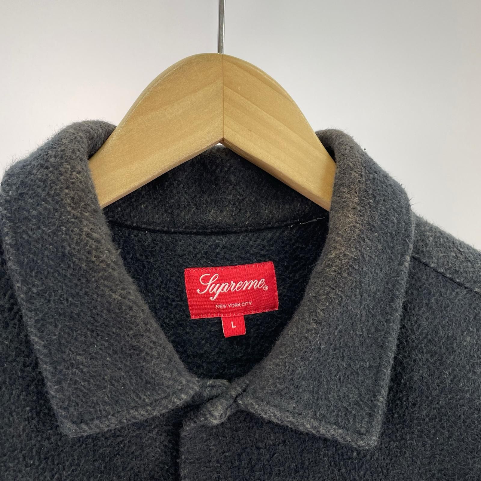 Supreme 長袖ｼｬﾂ 22 FW Brushed Flannel Twill Shirt L ﾌﾞﾗｯｸ