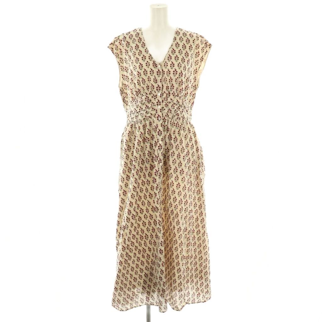 ヌキテパ NE QUITTEZ PAS! 25SS コットンボイル ワンピース ノースリーブ ロング 総柄 M アイボリー マルチ ES OS SH