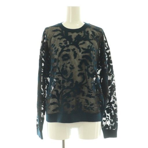 アメリヴィンテージ Ameri VINTAGE DEVORER FLOWER SHEER セットアップ上下 ニット セーター 長袖 ロングスカート F S ネイビー MY OS