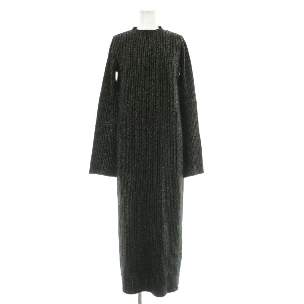 アメリヴィンテージ Ameri VINTAGE 23 AW MIREI KIRITANI RAFFLE SET KNIT DRESS ニットワンピース ロング 長袖 ボトルネック ラメ S ブラック MY OS