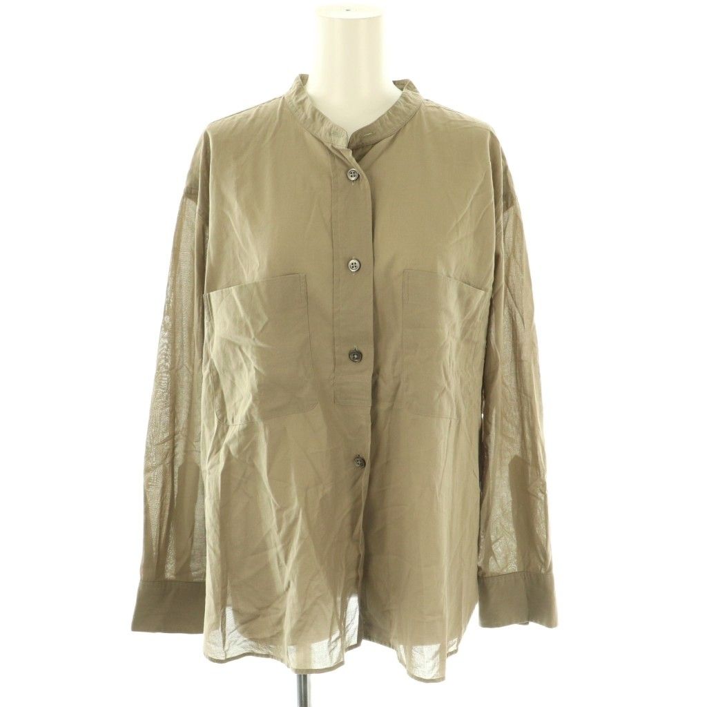 マーガレットハウエル MARGARET HOWELL 25AW COTTON VOILE SHIRT シャツ バンド 2 カーキ ES OS