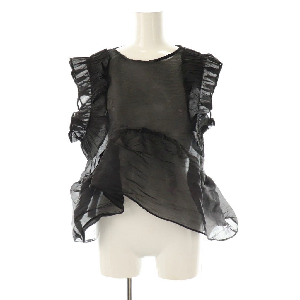 ビビィ Bibiy. CHLOE PEPURAMU TOP ペプラムトップス ブラウス シアー ノースリーブ F ブラック DF OS