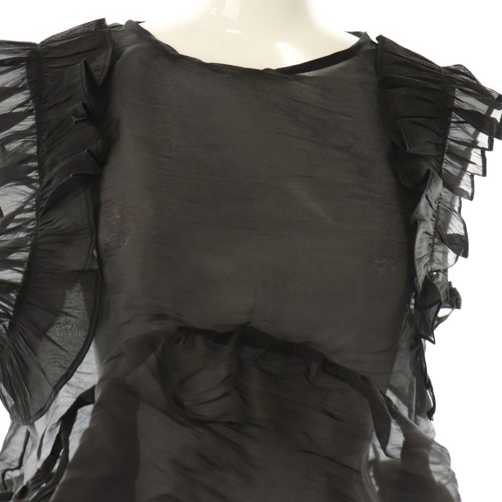  ビビィ Bibiy. CHLOE PEPURAMU TOP ペプラムトップス ブラウス シアー ノースリーブ F ブラック DF OS 半袖 シャツ ブラウス