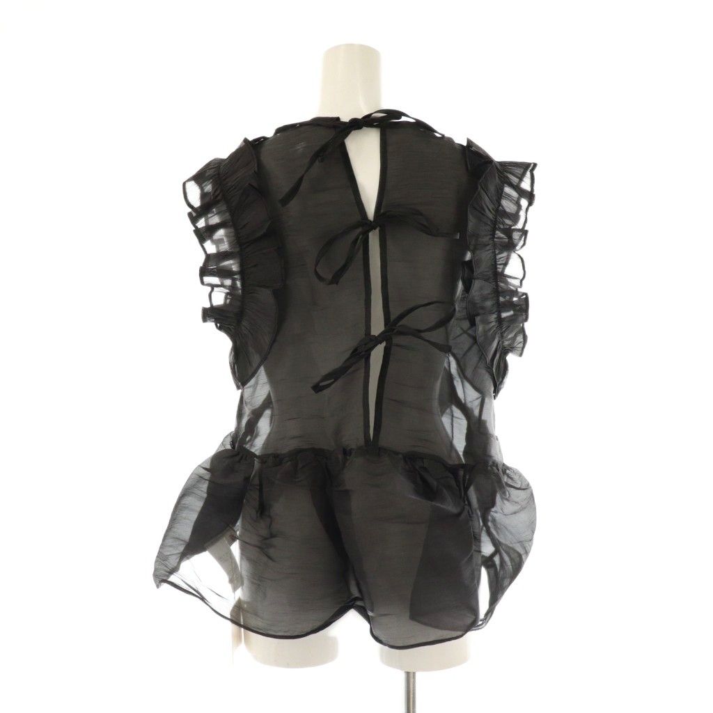 ビビィ Bibiy. CHLOE PEPURAMU TOP ペプラムトップス ブラウス シアー ノースリーブ F ブラック DF OS