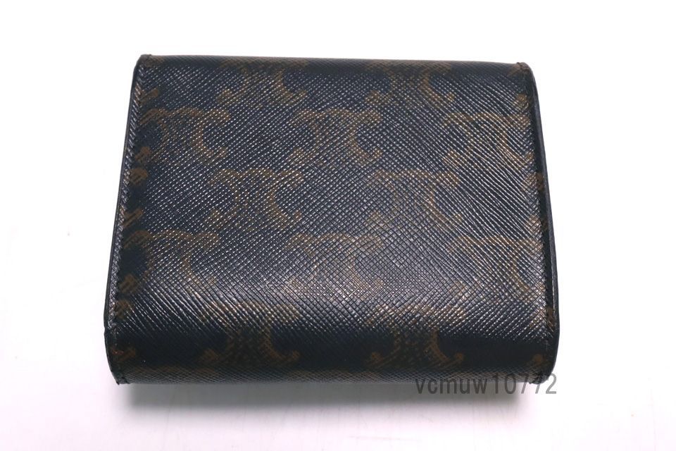 美 CELINE トリオンフ スモールフラップウォレット レザー 3つ折り財布 セリーヌ 1030 rp 29027